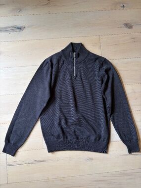 ASKET | Charcoal Merino Half Zip Sweater (Small Regular)